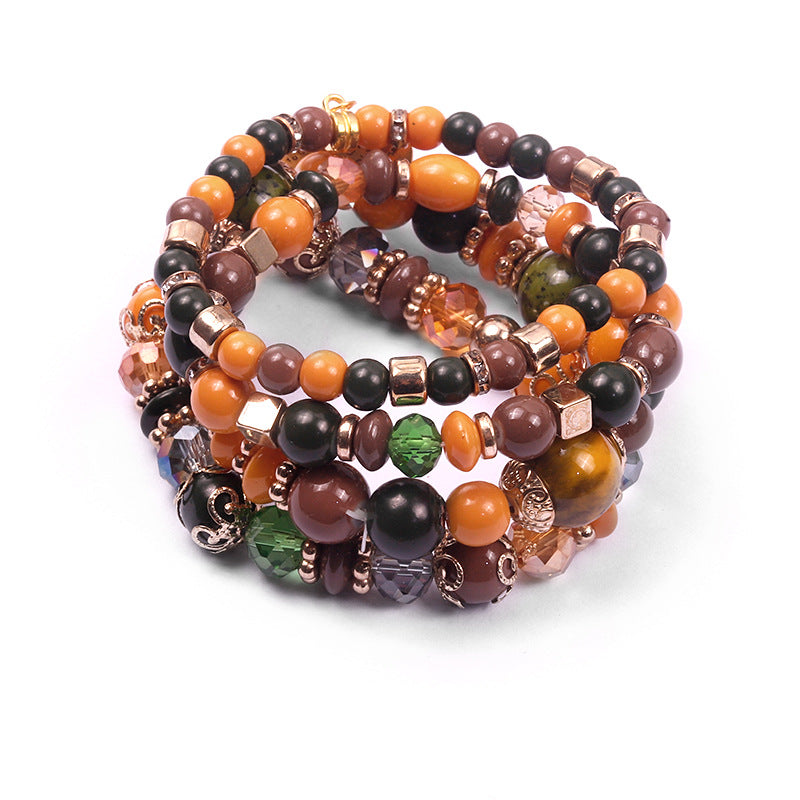 Wholesale Multi-layer Bracelet Mixed Color Peach Heart Bracelet with Beads ACC-BT-Ruyue003