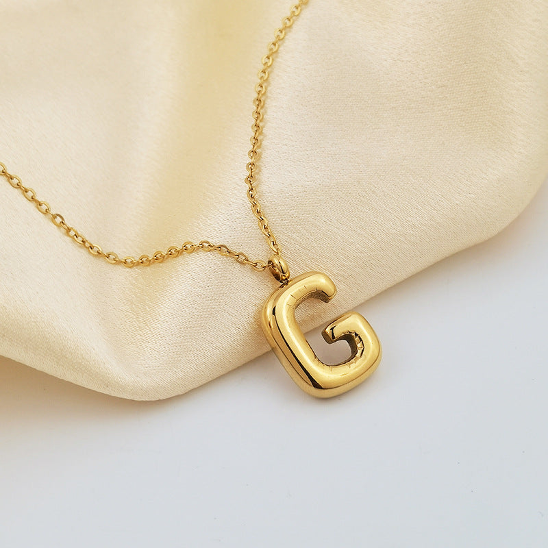 Wholesale 26 Letters 18K Gold Plated Polished Letter Necklaces ACC-NE-GuDi014