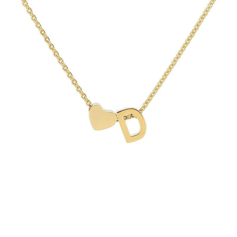 Wholesale Trendy Heart Letter Love Necklace Titanium Steel Gold Inlaid Fashion Jewelry Accessory