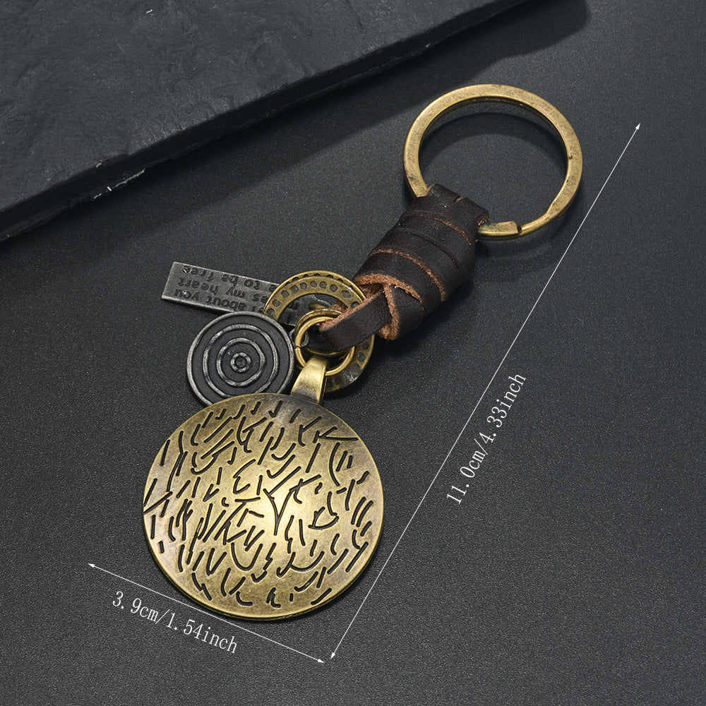 Wholesale Alloy Bronze Ginkgo Leaf Zodiac Pattern Keychains