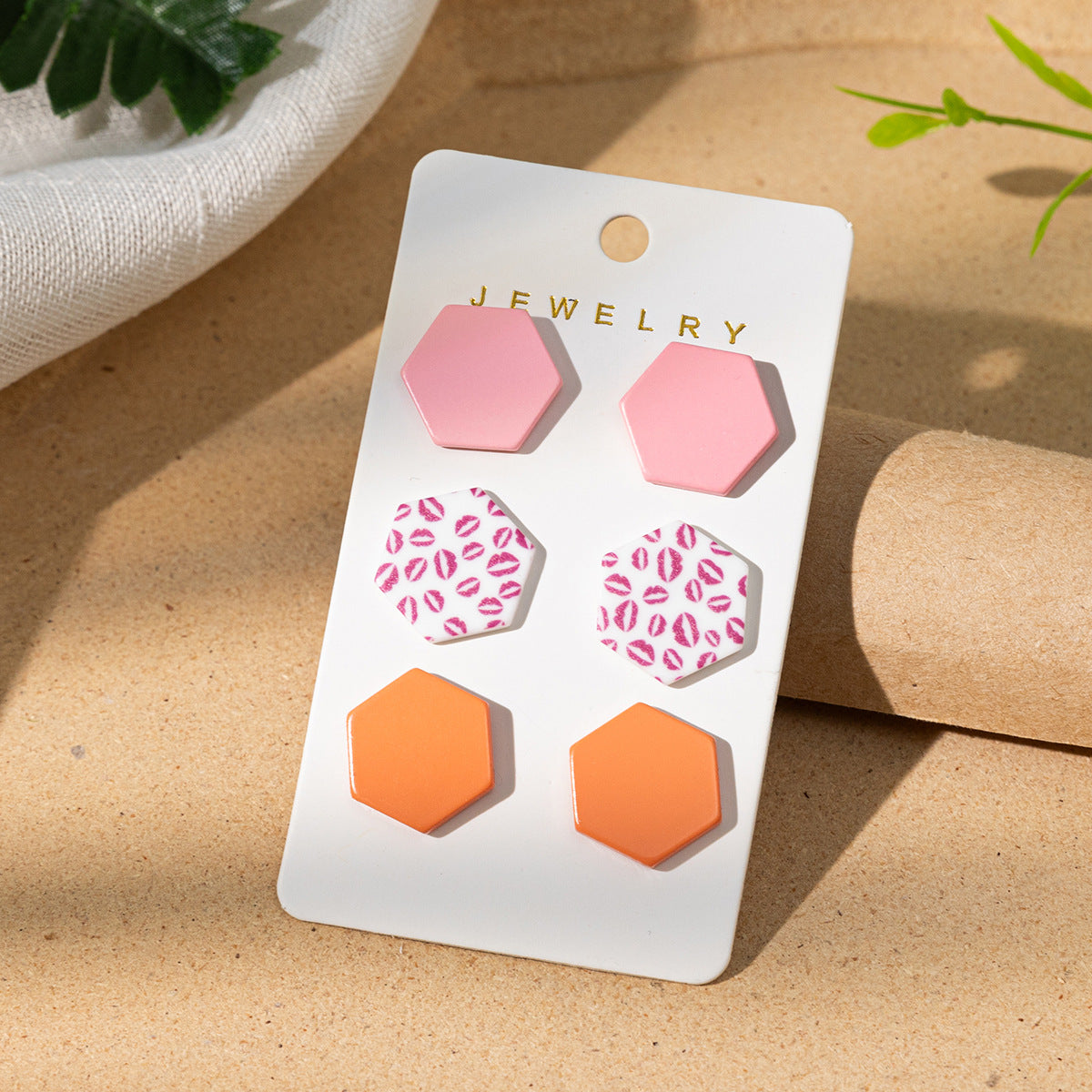 Wholesale Leopard Print Acrylic Heart Earrings