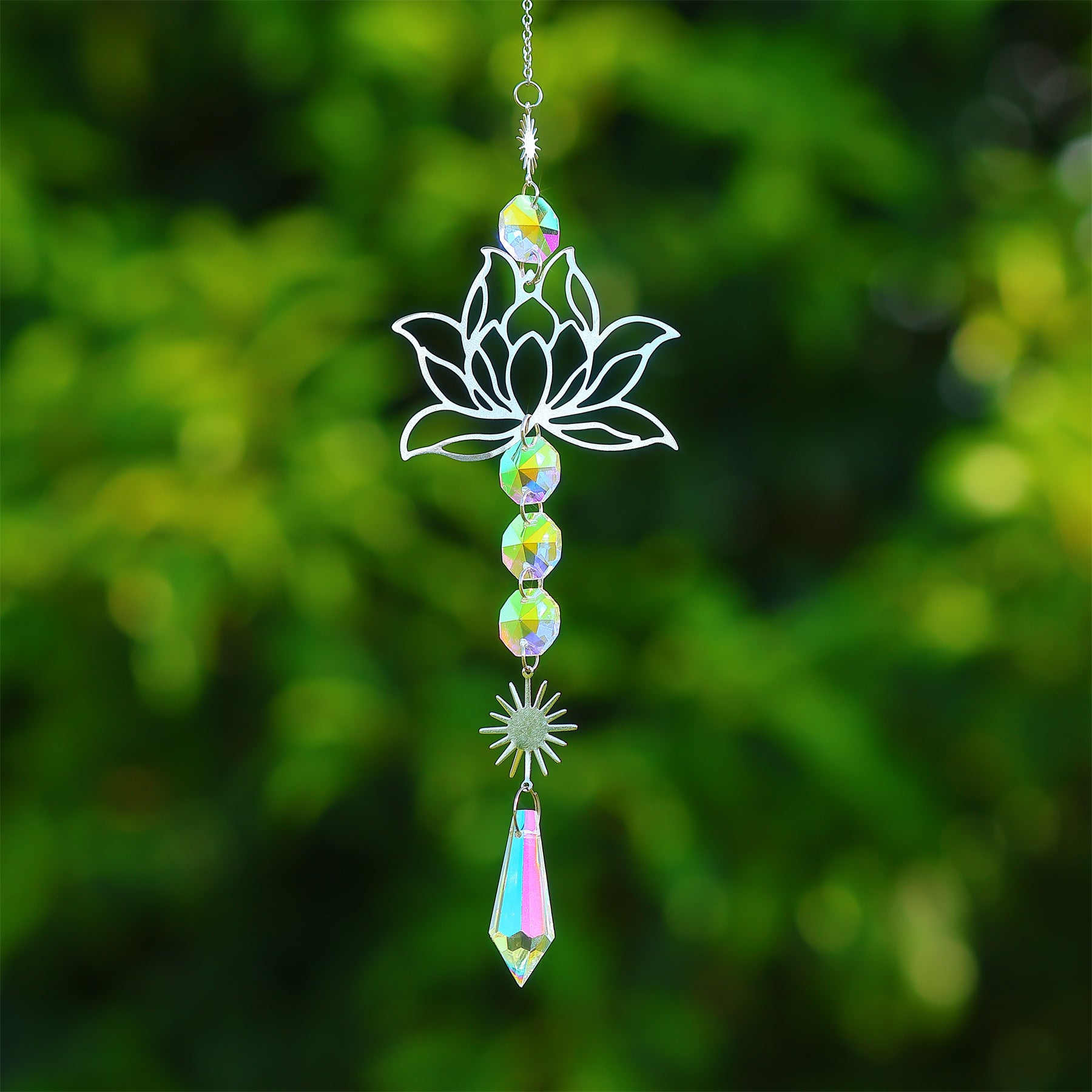 Wholesale water lotus crystal sun catcher home garden hanging ornaments  decoration