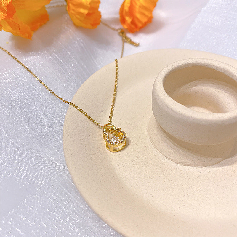 Wholesale Electroplated Titanium Steel Necklace Micro-embedded Clavicle Chain Choker Necklace ACC-NE-Xiyue003