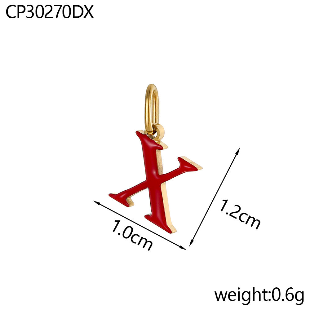 Wholesale Colorful 26 English letters oil-dripping stainless steel vacuum electroplating pendant