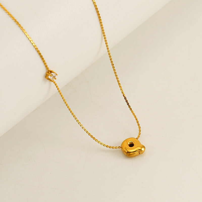 Wholesale  Stainless steel inlaid zircon chubby 26 letters pendant necklace