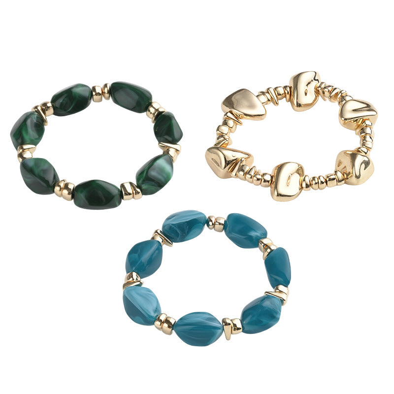 Wholesale Bohemian Style Resin Bracelet Set Elegant Irregular Design Fashion Jewelry Accessory