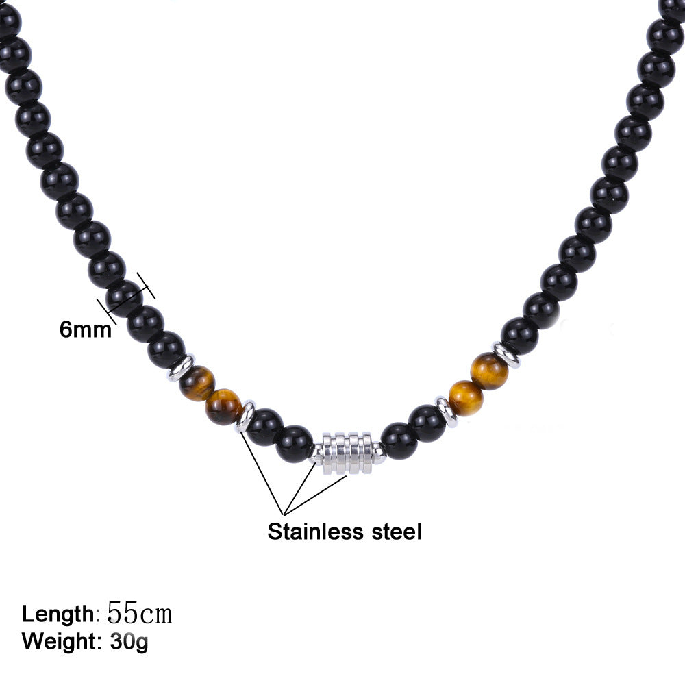 Wholesale titanium steel men' s tiger eye stone necklace