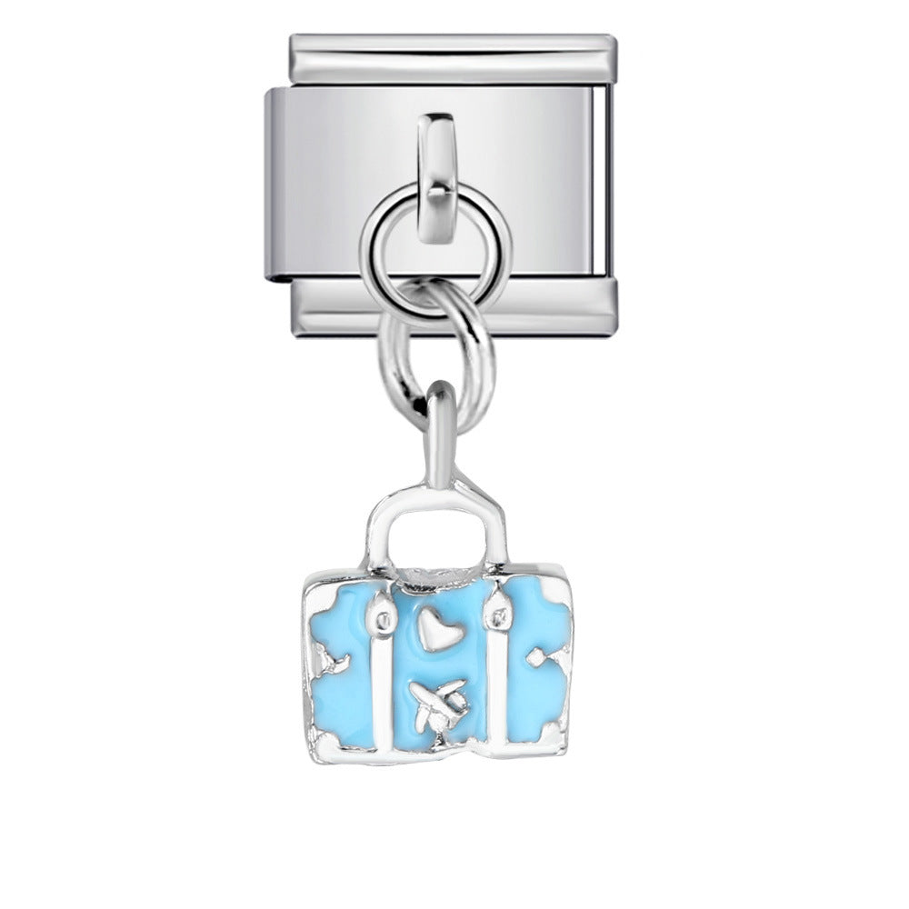 Wholesale  Italian Modular Oval ButterflyTitanium Steel DIY Bracelet