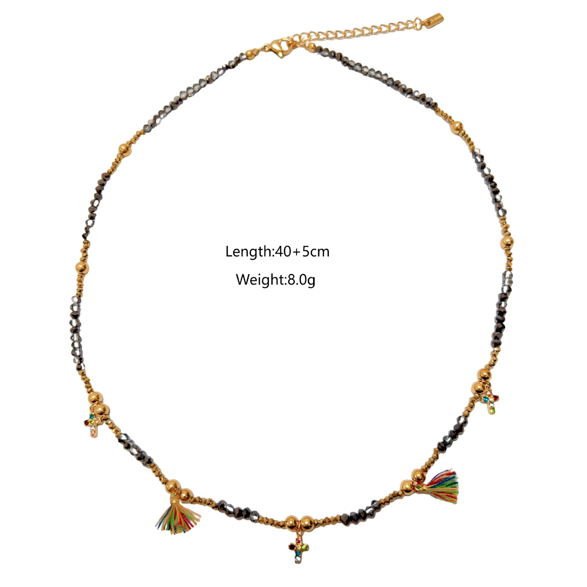 Wholesale Titanium Steel Green Crystal Mixed Color Original Design Necklace