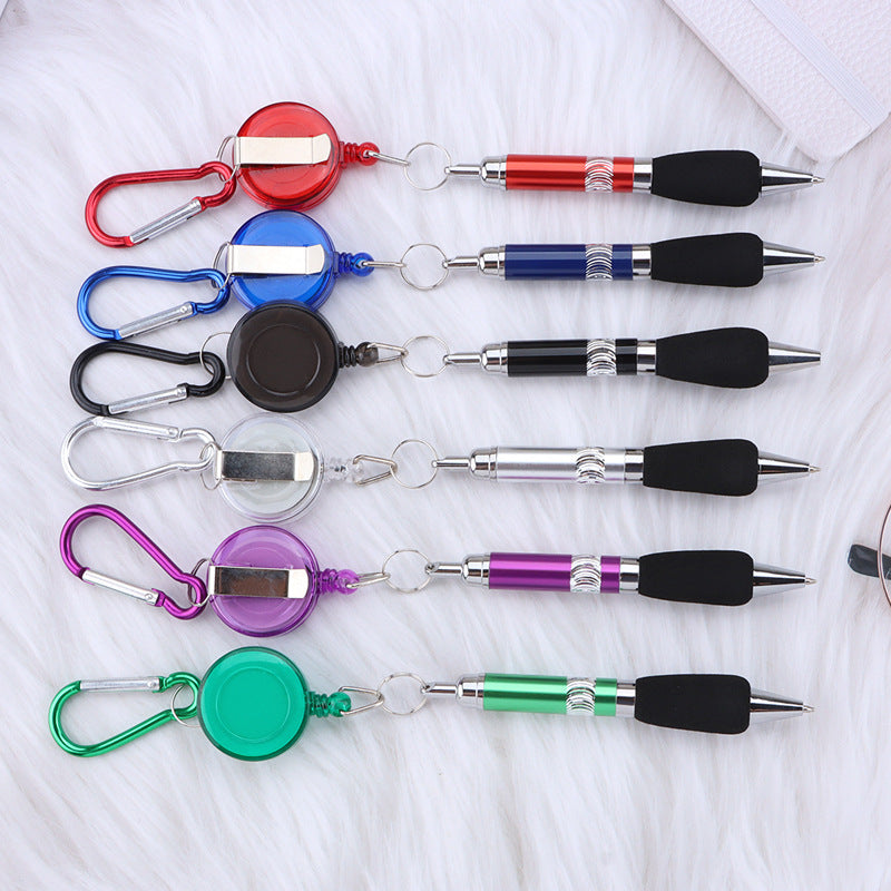 Wholesale Metal Stretch Easy To Pull Buckle Pull Line Mountaineering Keychain Ballpoint Pen ACC-PN-JinBN024