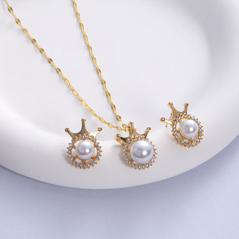 Wholesale  High-end Jewelry Women High-end Pearl Necklace Pearl Earrings  Jewelry suit