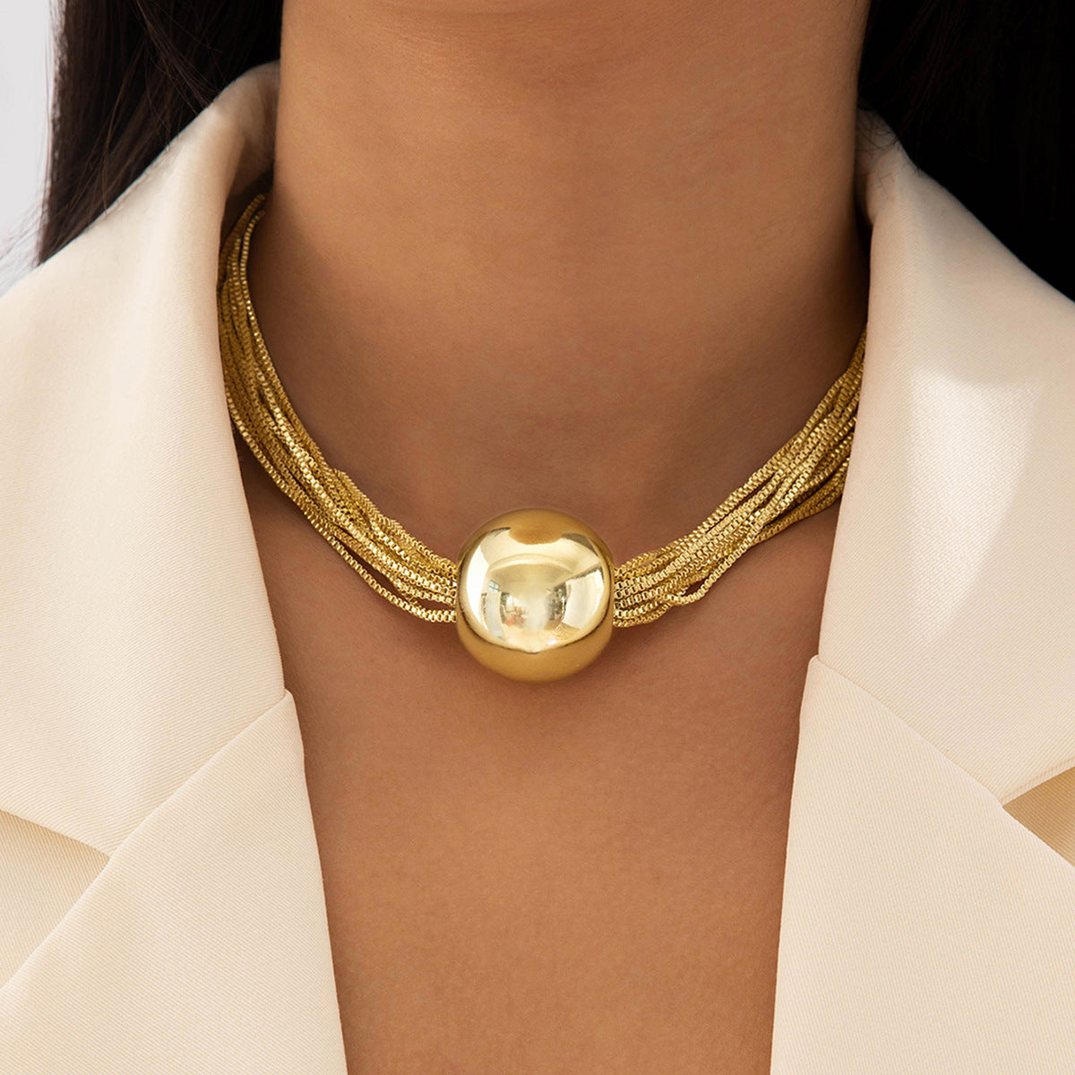 Wholesale  Multi-Layer Chain Clavicle  Round Ball  Necklaces