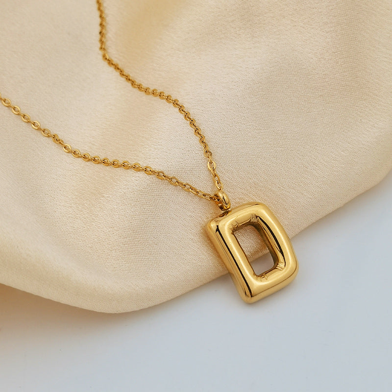 Wholesale 26 Letters 18K Gold Plated Polished Letter Necklaces ACC-NE-GuDi014