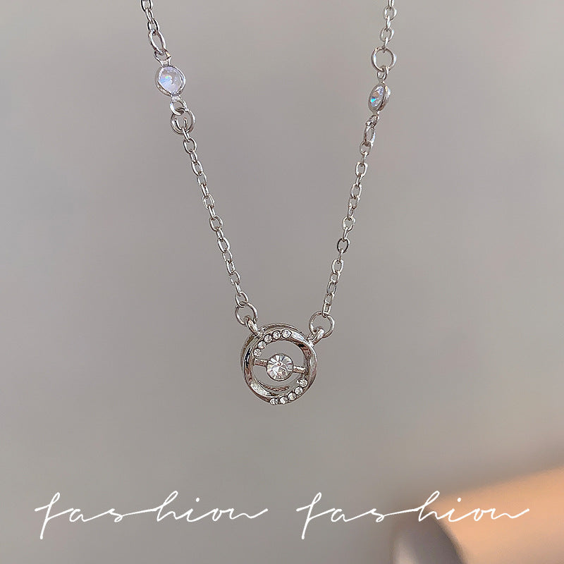 Wholesale Light Luxury Titanium Steel   Colorful Zircon Heart Necklace