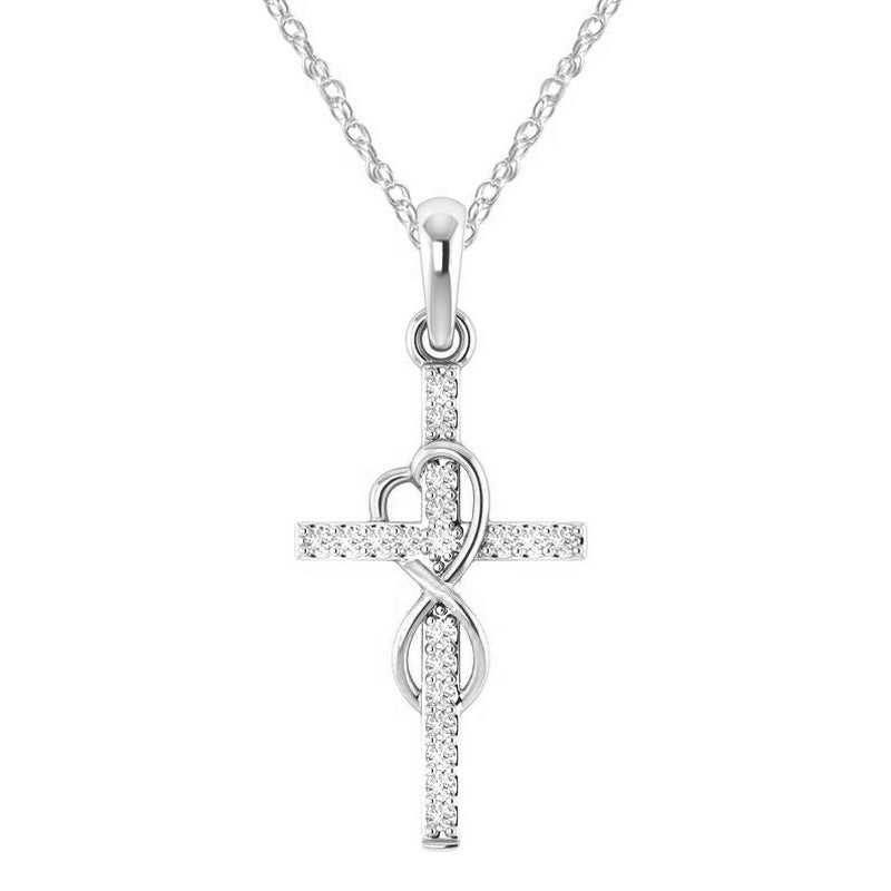 Wholesale 8-Shaped Cross with Diamond-Studded Collarbone Necklace