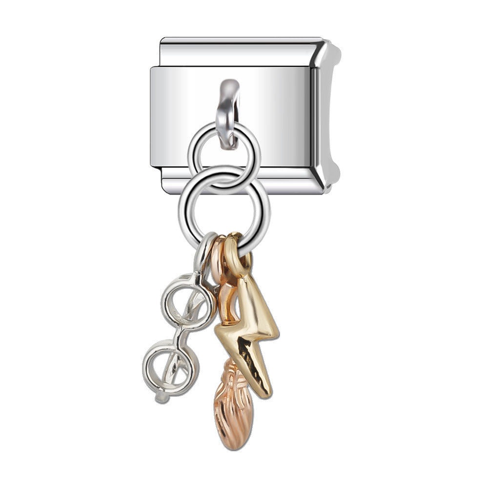 Wholesale Italian Charm Bracelet 9mm DIY Splicing Stainless Steel Heart Pendant Composable Bracelet