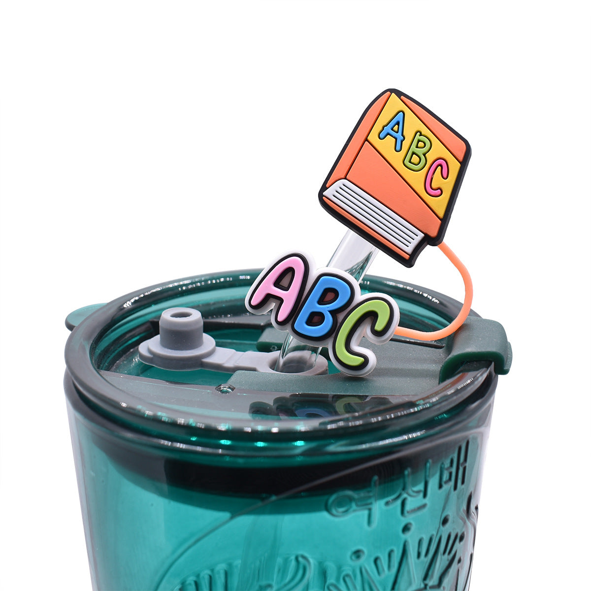 Wholesale Random Color 100pcs School Season Pencil Books Straw Tube Cap 10mm Soft Glue Straw Decoration Straw Cover ACC-SCR-RYY028