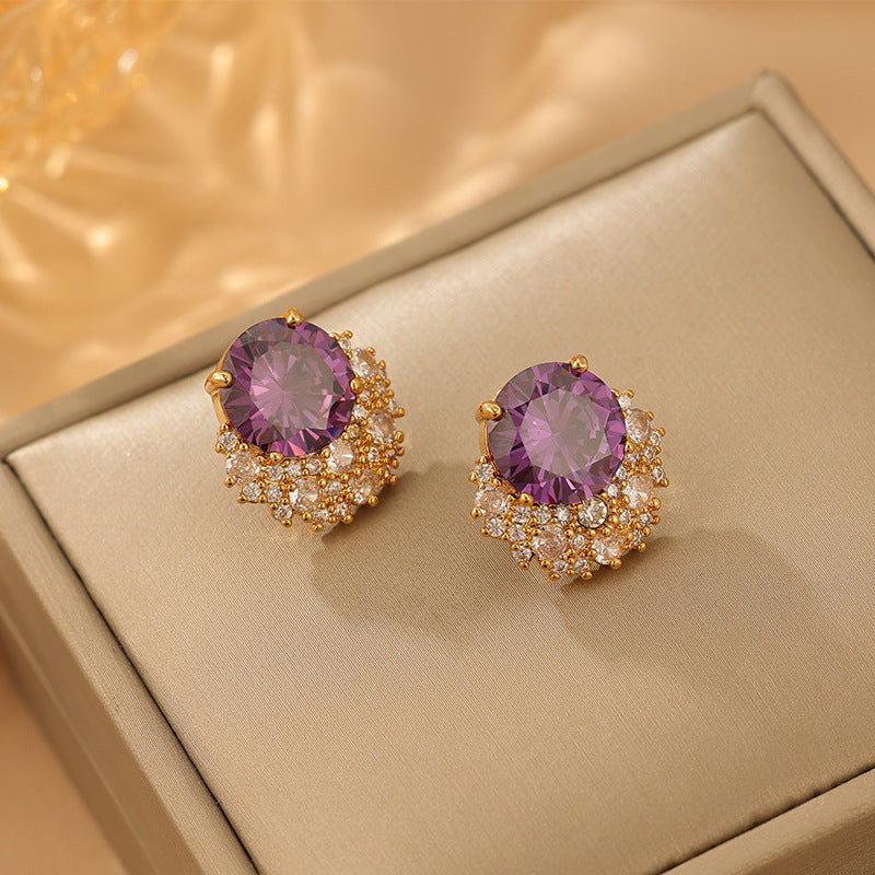 Wholesale  Luxury Full Diamond Versatile Zirconia Studs Geometric Shape Earrings