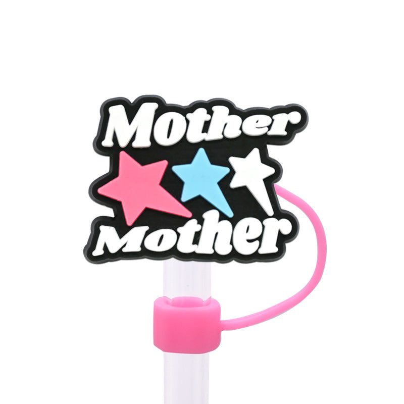 Wholesale Random 100pcs Mother's Day Straw Cover 10MM Straw Tube Cap