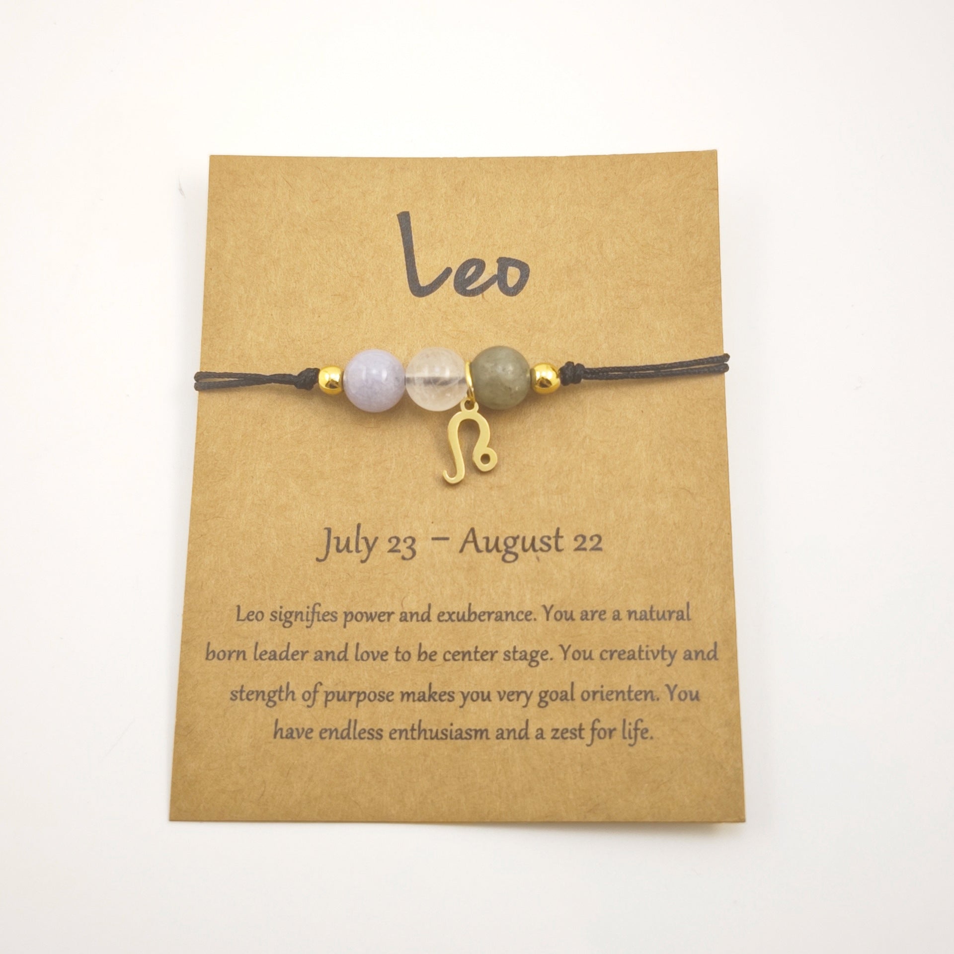 Wholesale Natural Stone Crystal Zodiac Bracelet Handmade Woven Rope Fashion Jewelry Accessory