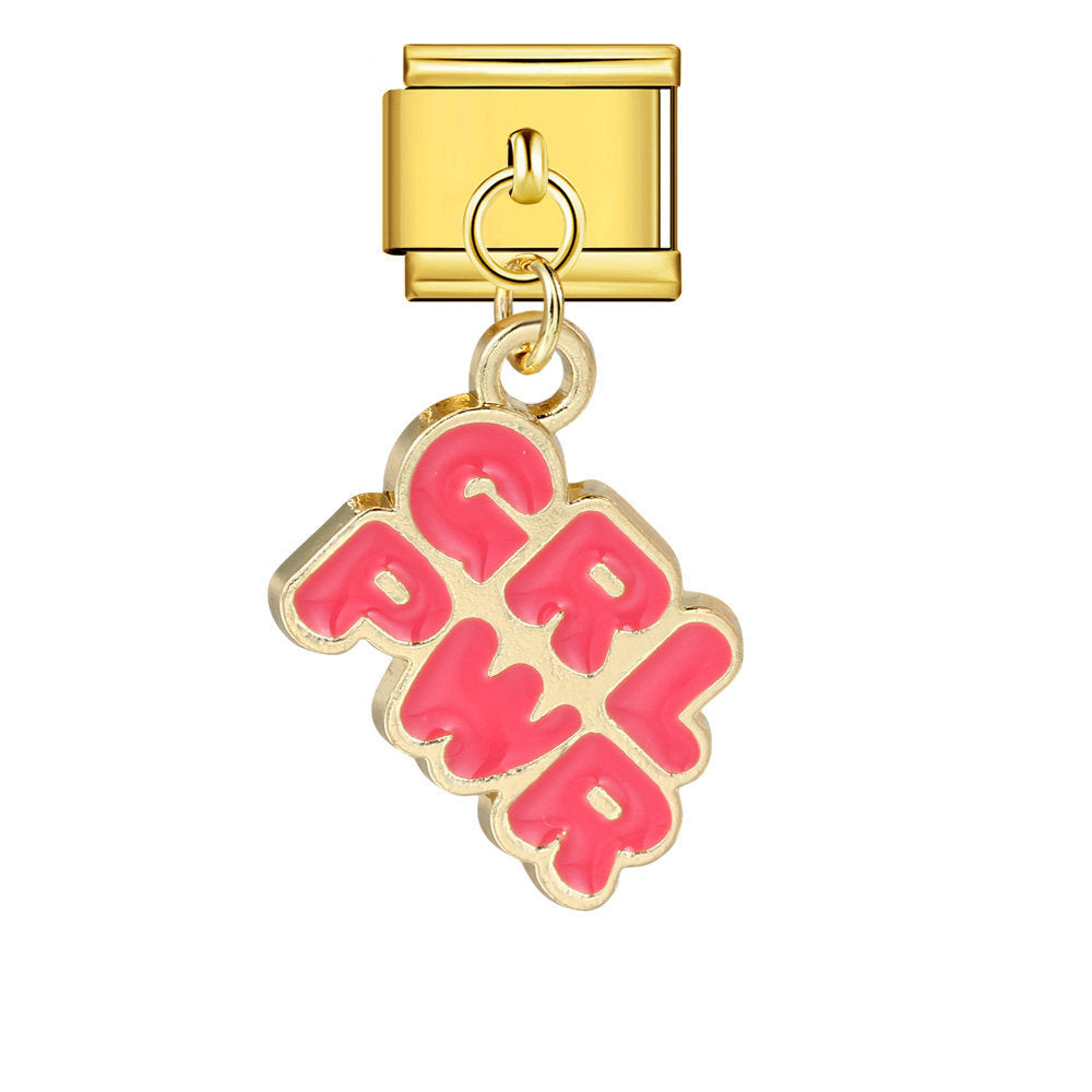 Wholesale Gold Plated Stainless Steel Women S DIY Italian Modular Chain Bracelet With Crown Charm Jewelry Accessory