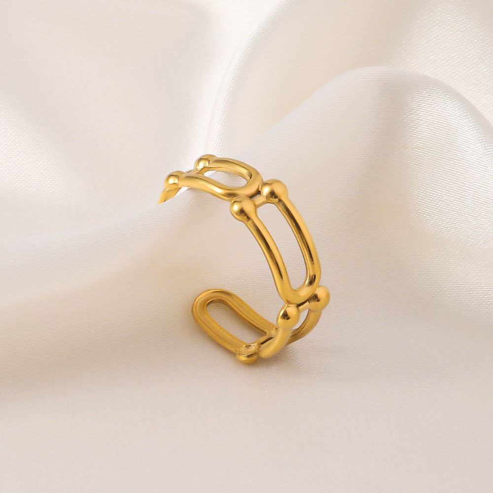 Wholesale Titanium Steel  Ring Opening Ring U-Shaped Retro Ring