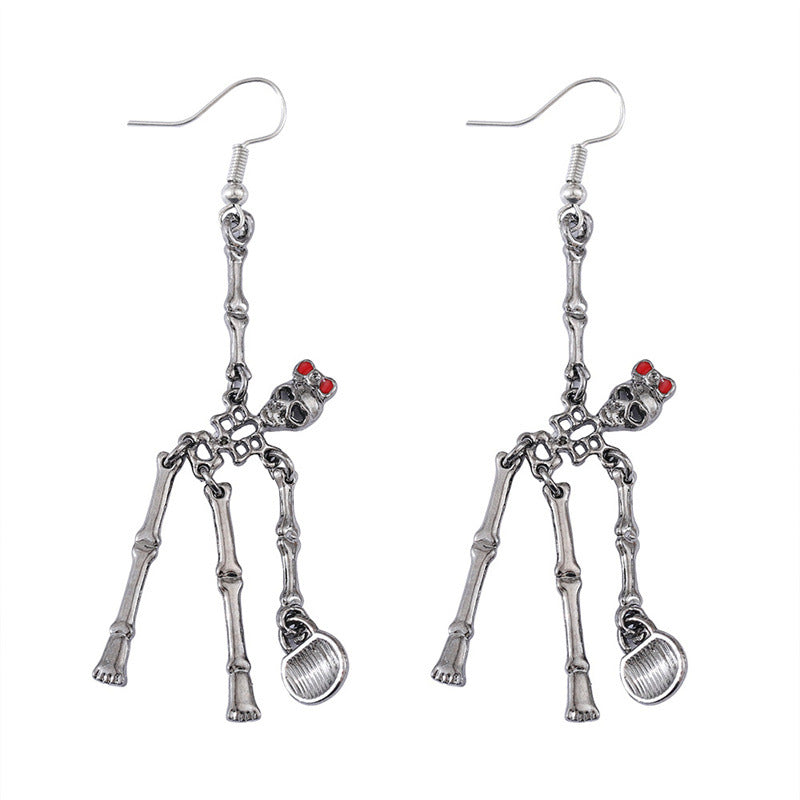 Wholesale Chic  Skeleton Hand Pumpkin Bag Earrings Creative Zinc Alloy Fashion Accessory For Gift And Boutique Resale