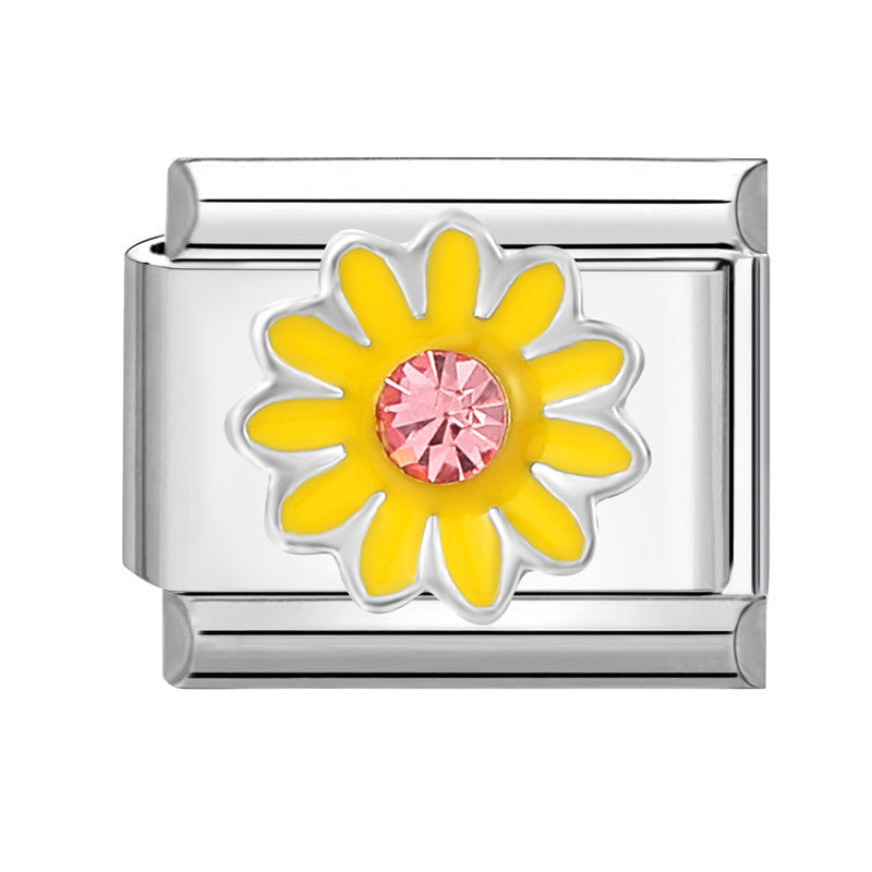 Wholesale Italian Charm Bracelet 9mm DIY Splicing Flower Stainless Steel Composable Bracelet