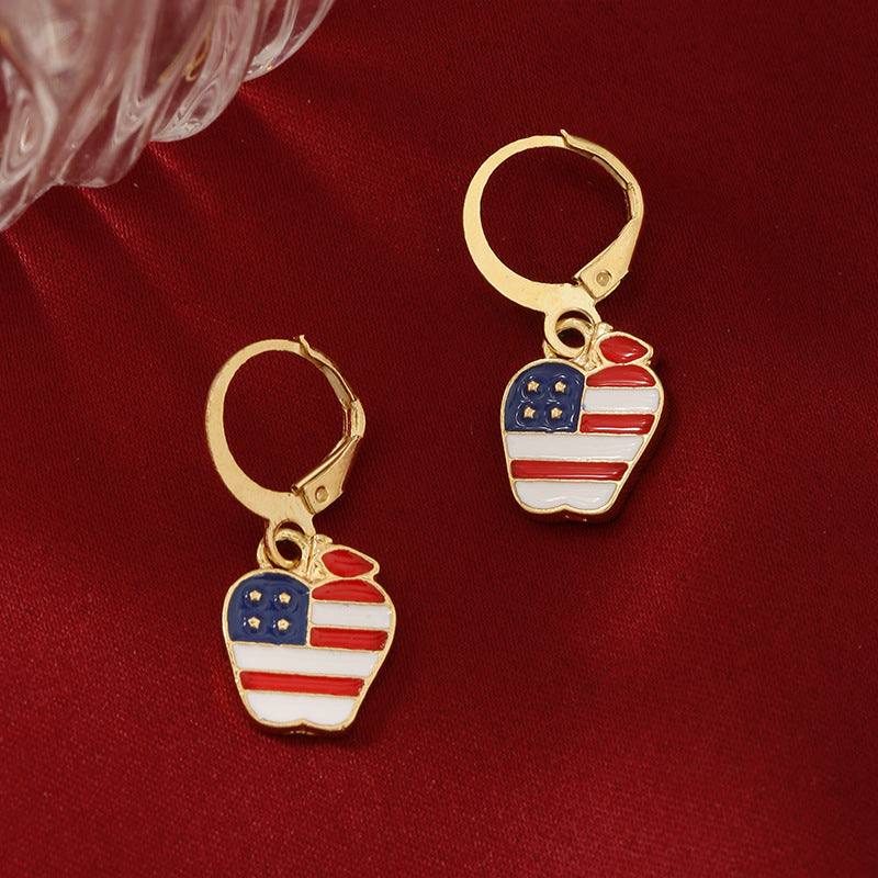 Wholesale Independence Day USA Flag Ice Cream Star Apple Flag Earrings Set