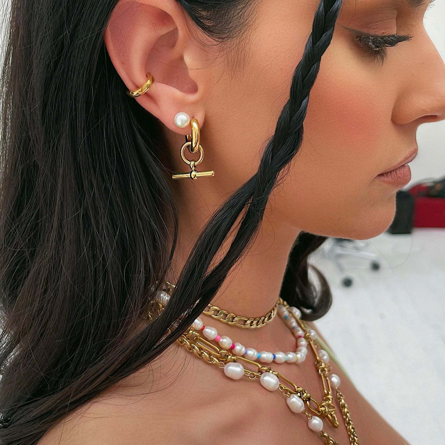 Wholesale  Bohemian Style T-Shaped Bar Pendant Necklace Titanium Steel Necklaces