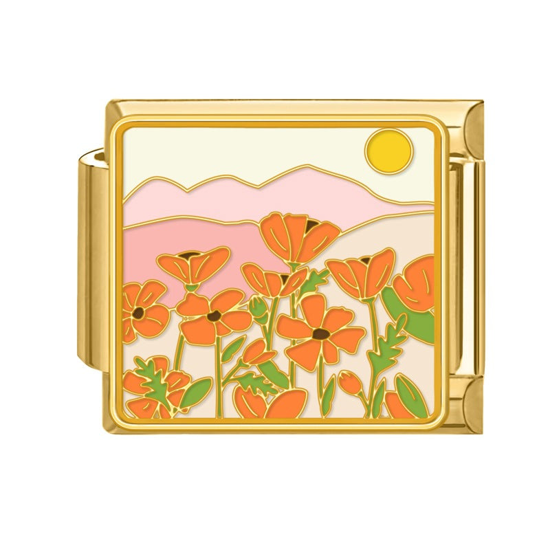 Wholesale 9mm Italian Charm Starter Bracelets DIY Flower Stainless Steel Composable Bracelet