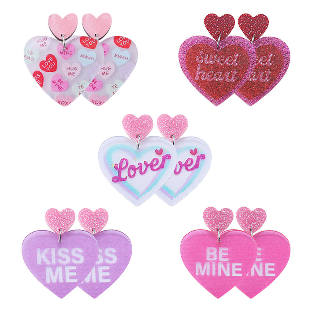 Wholesale  Valentine's Day love sequins pendant earrings