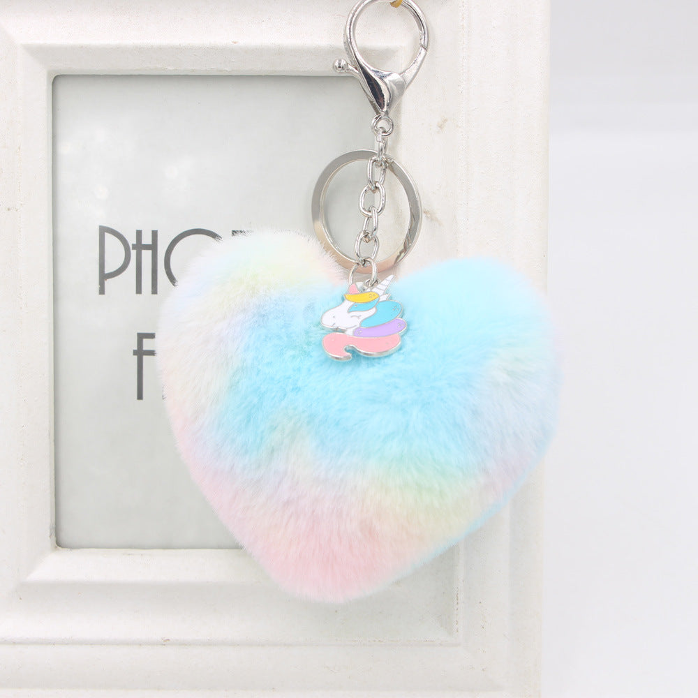 Wholesale Colorful Love Alloy Unicorn Plush Keychains ACC-KC-Zuge012