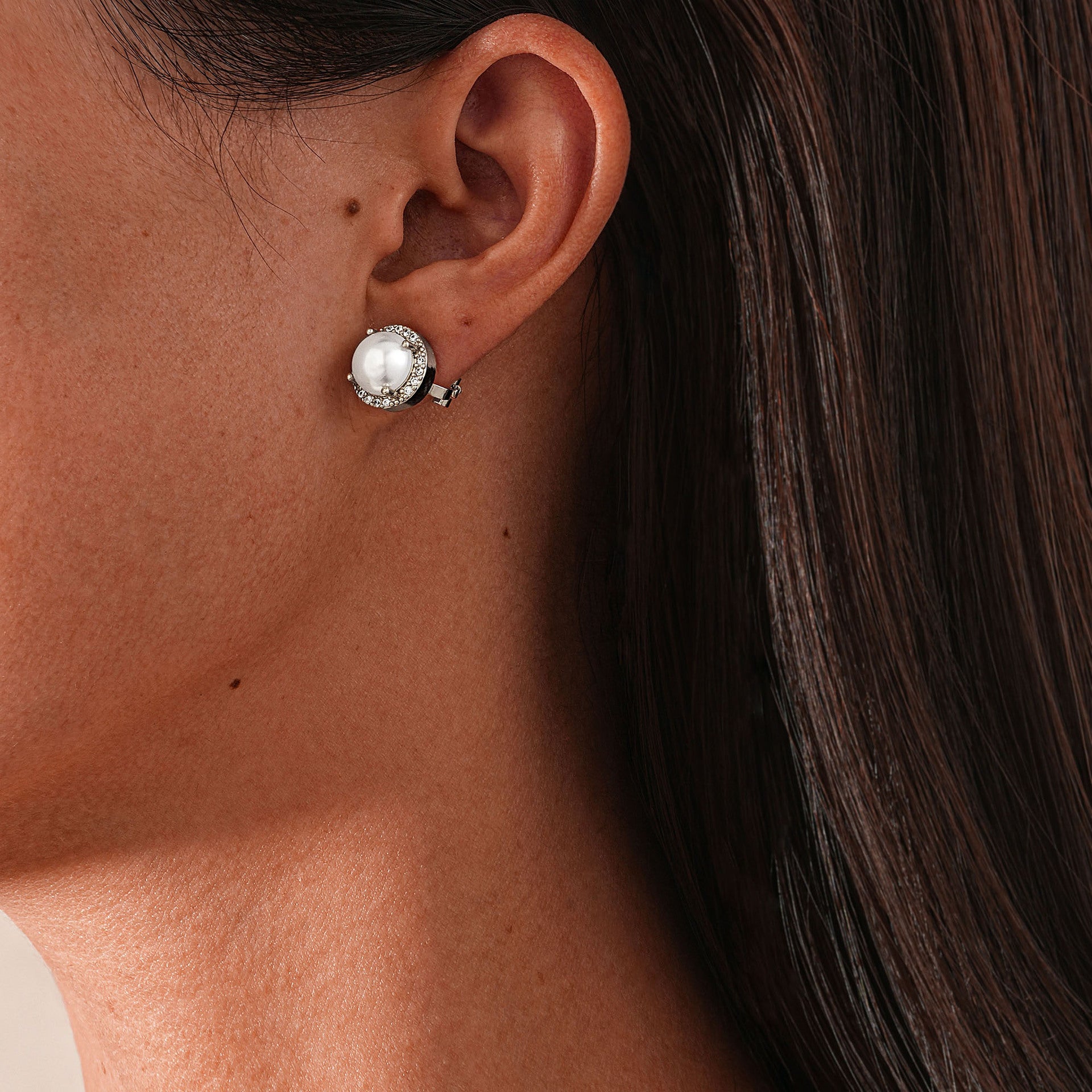 Wholesale  fashion copper earrings pearl zircon ear clip