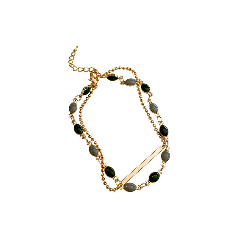 Wholesale Electroplated Mixed Materials Geometric Bracelet for Women,  Trendy Retro Colorblock Design,  Fashion Jewelry Accessory