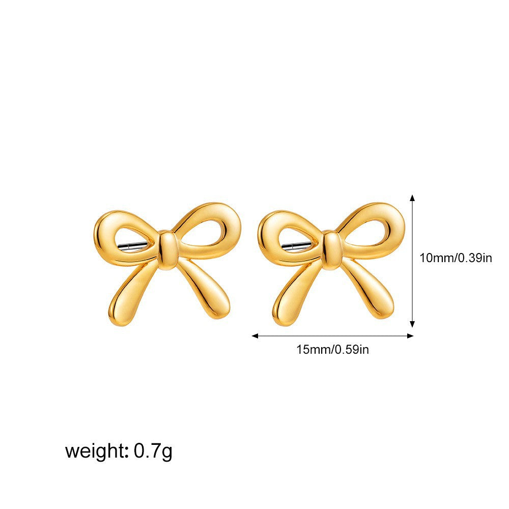 Wholesale 18K Bow Earrings Mini Ear Stud