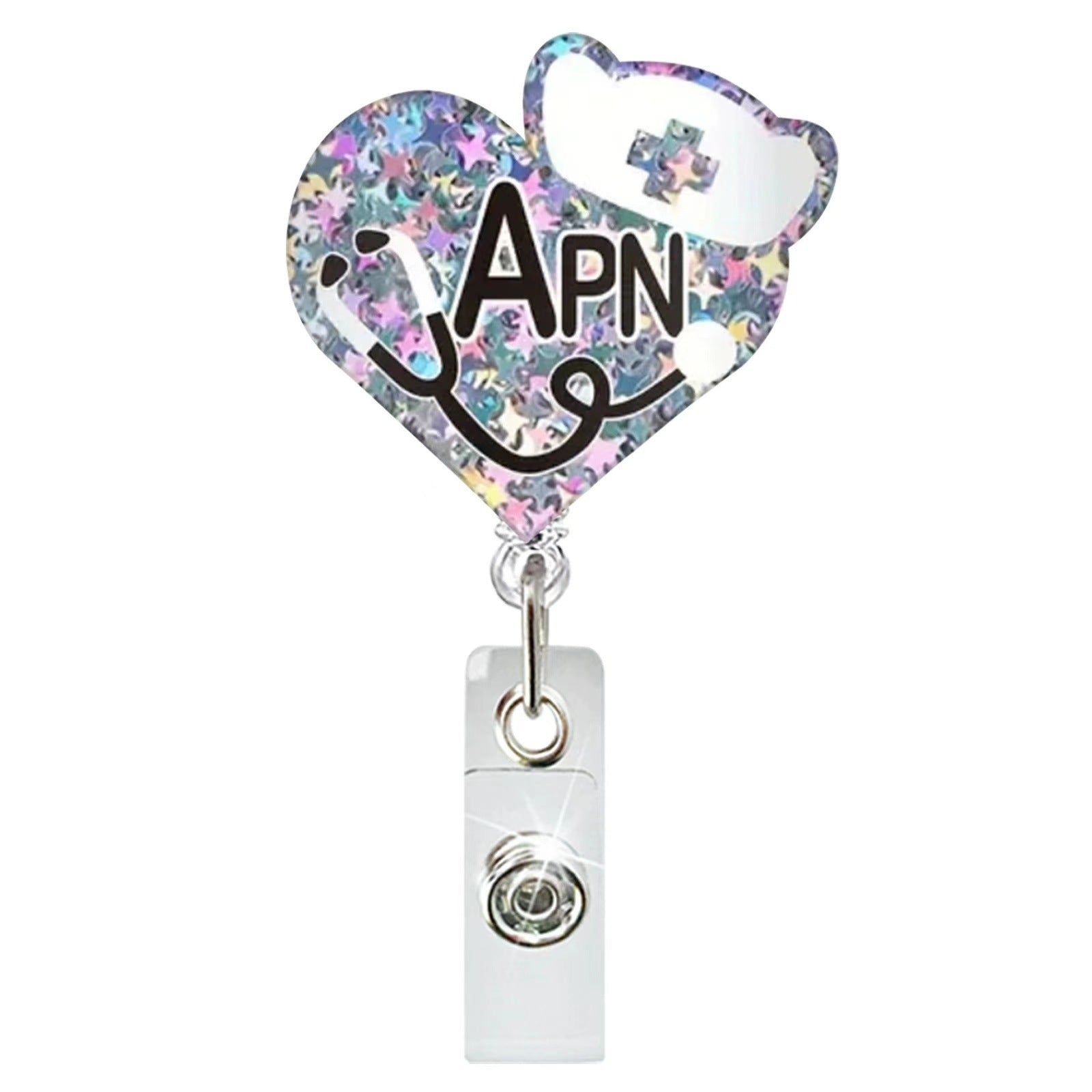 Wholesale Acrylic Glitter Doctor Nurse Telescopic Rotating Clip Badge Scroll Keychain ACC-KC-LingYu005