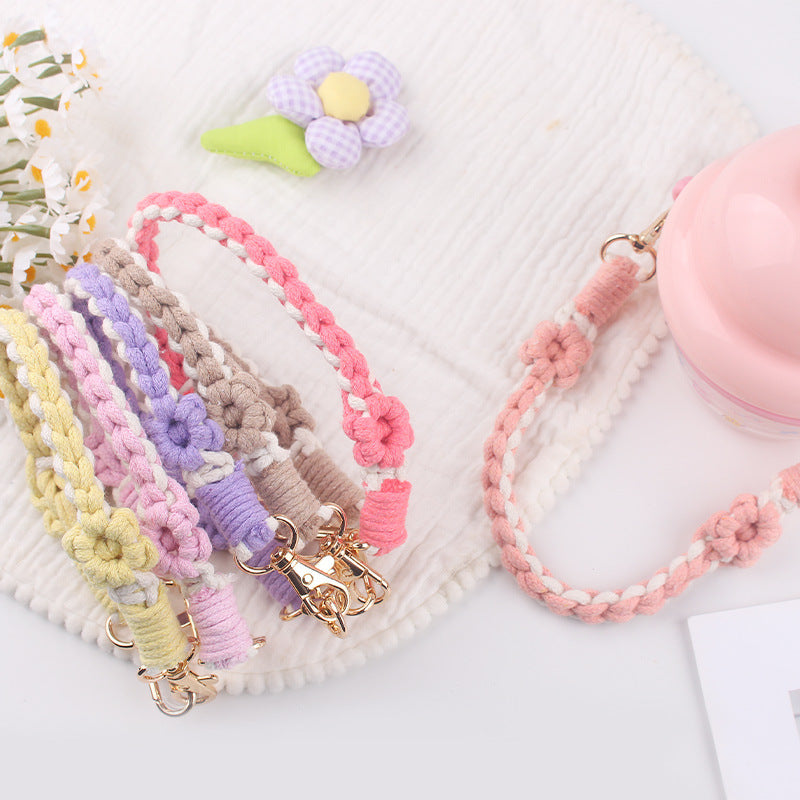 Wholesale creative handmade woven flower daisy pattern cup set cup rope cup accessories