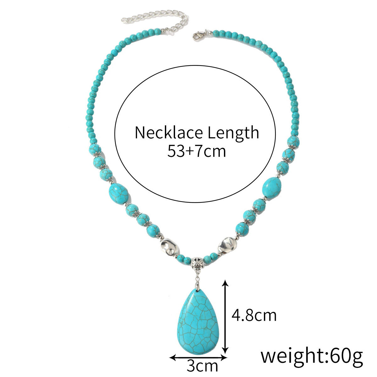 Wholesale Natural Turquoise Beaded Bohemian Ethnic Style Double-Layer Necklace