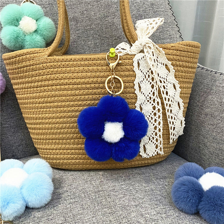 Wholesale Cute Flower Plush Keychain Red Plush Bag Charm For Bags And Car Keys Everyday Use Gift Boutique Resale