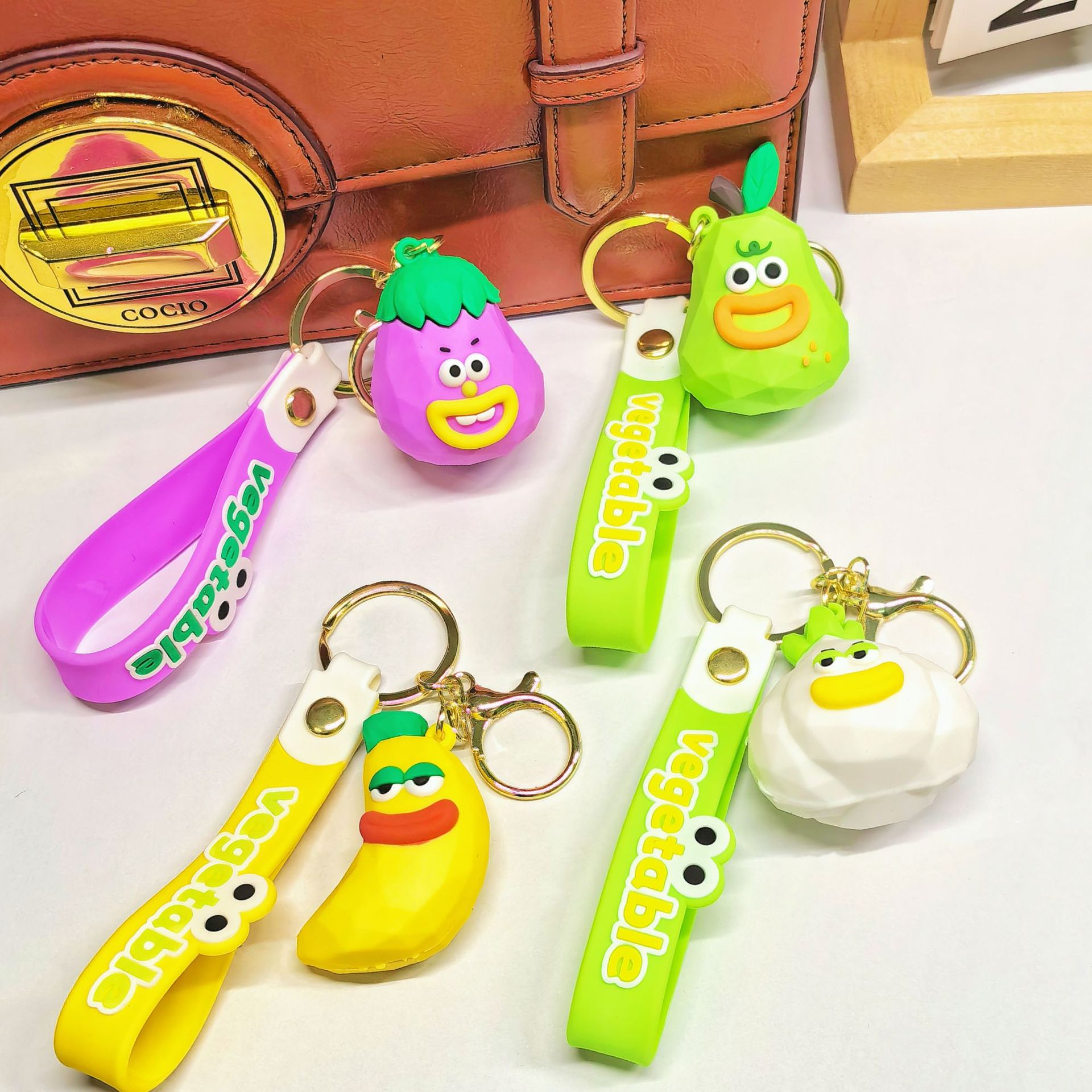 Wholesale Creative Keychain Fruit and Vegetable Series Silicone Keychains ACC-KC-SJ002