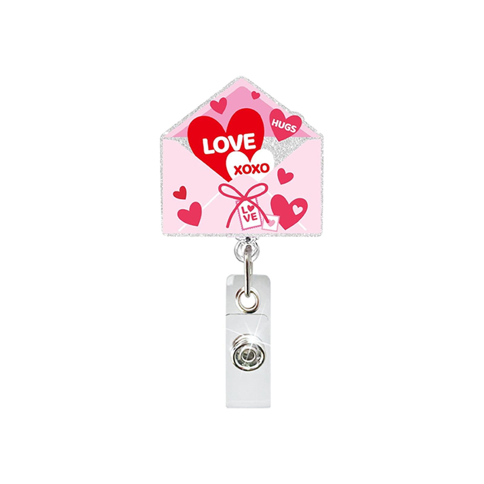 Wholesale Valentine' s Day Love Confession Acrylic Retractable ID Badge Clip - Fashion Accessory