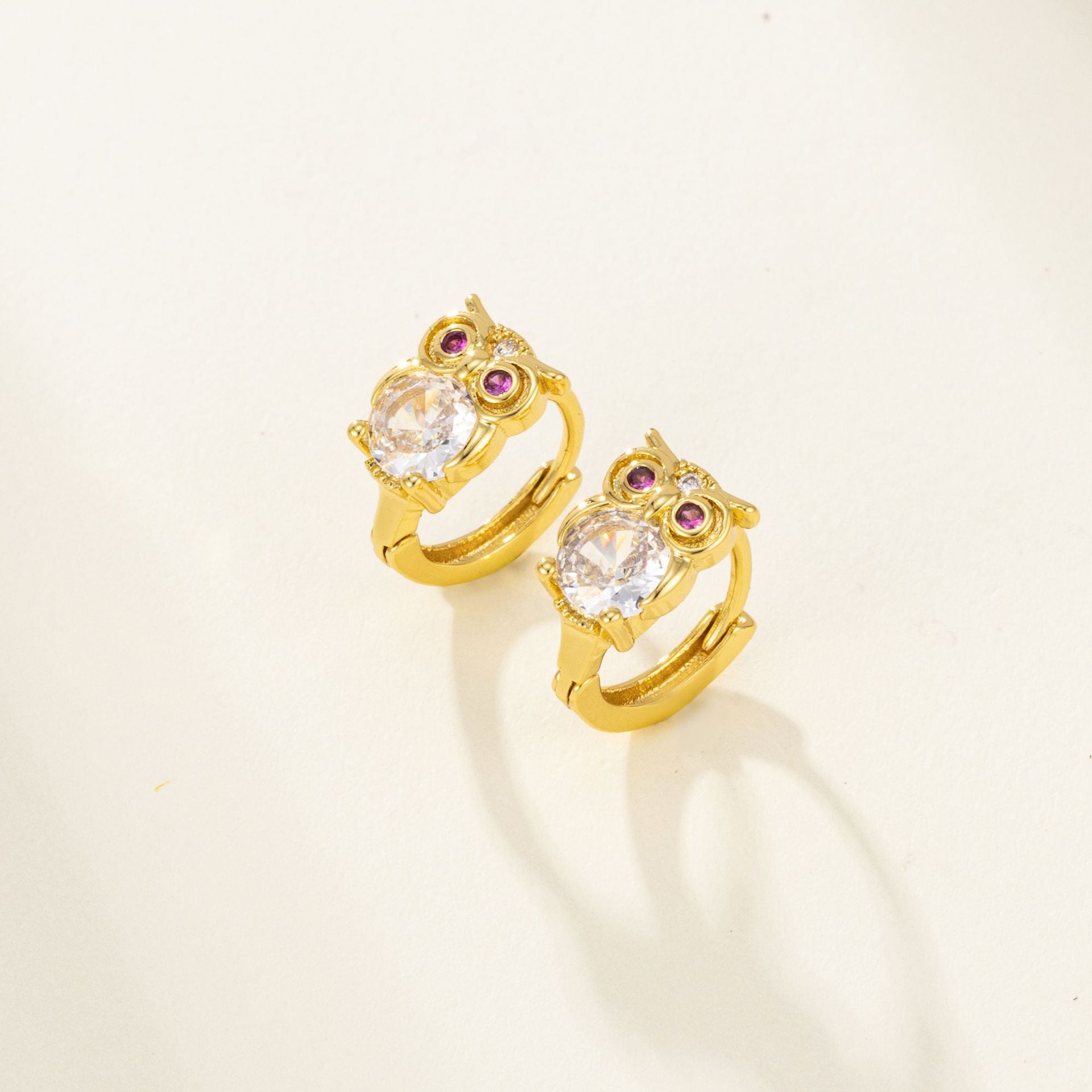 Wholesale  copper plated 18K real gold owl earrings