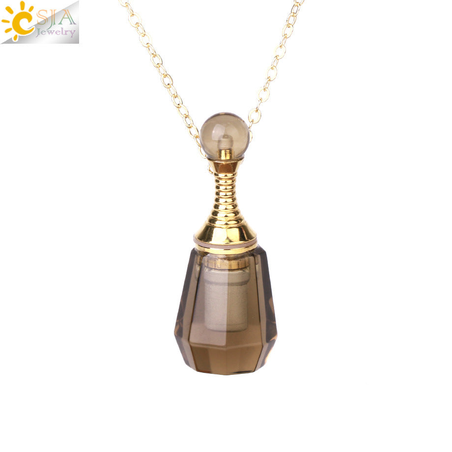 Wholesale Natural Stone Crystal Perfume Bottle Necklace ACC-NE-HuaiShe001