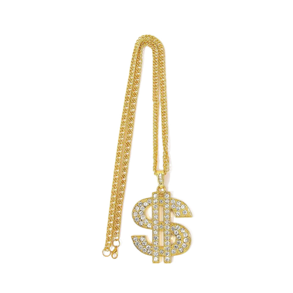 Wholesale Diamond Dollar Sign Pendant Necklace for Men,  Hip Hop Layering Jewelry Fashion Accessory