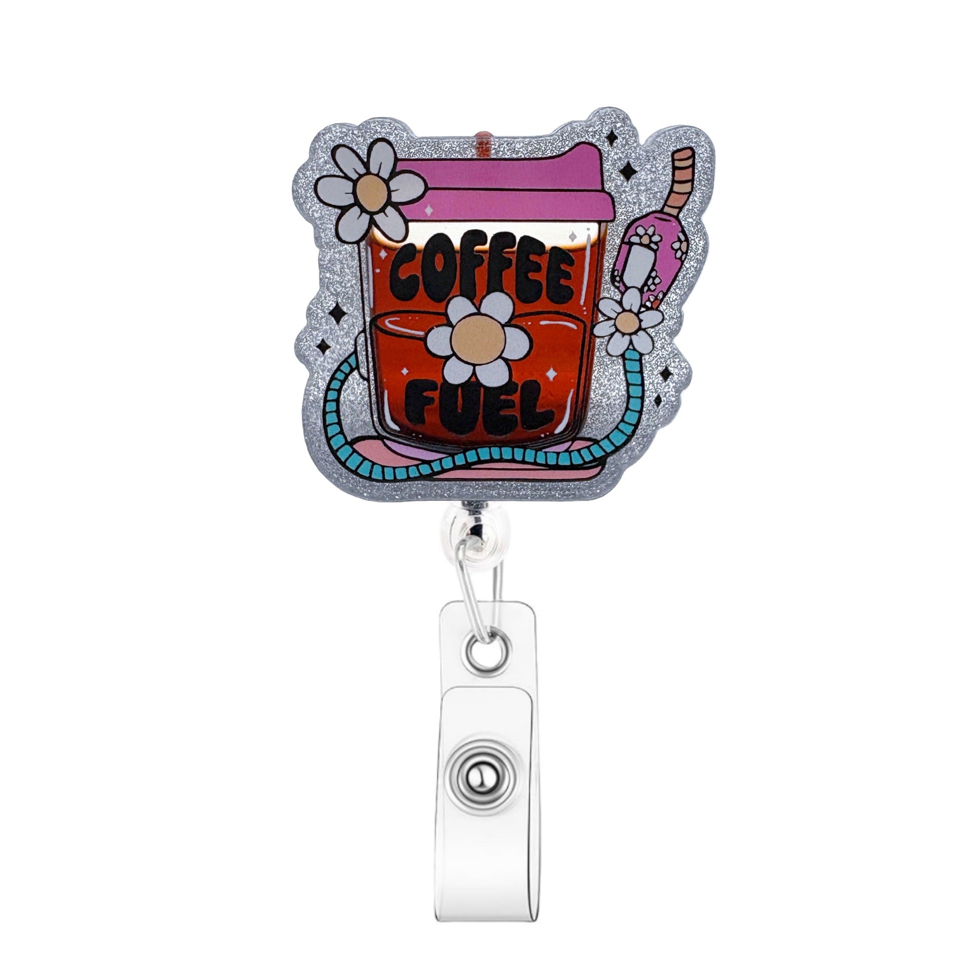 Wholesale  spot glitter liquid retractable Badge Reels,