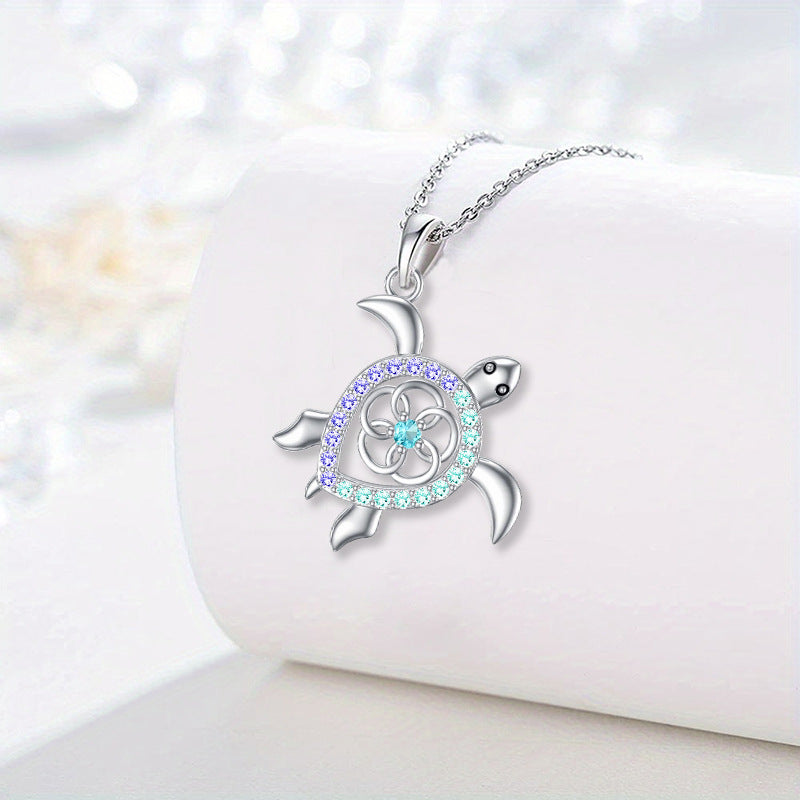 Wholesale Sparkling Silver Cute Turtle Pendant Necklace Casual Everyday Gift Boutique Resale Jewelry