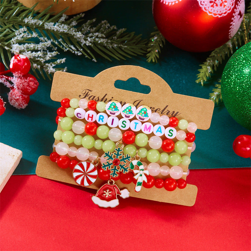 Wholesale Christmas soft ceramic multi-layer cartoon  bell bracelet