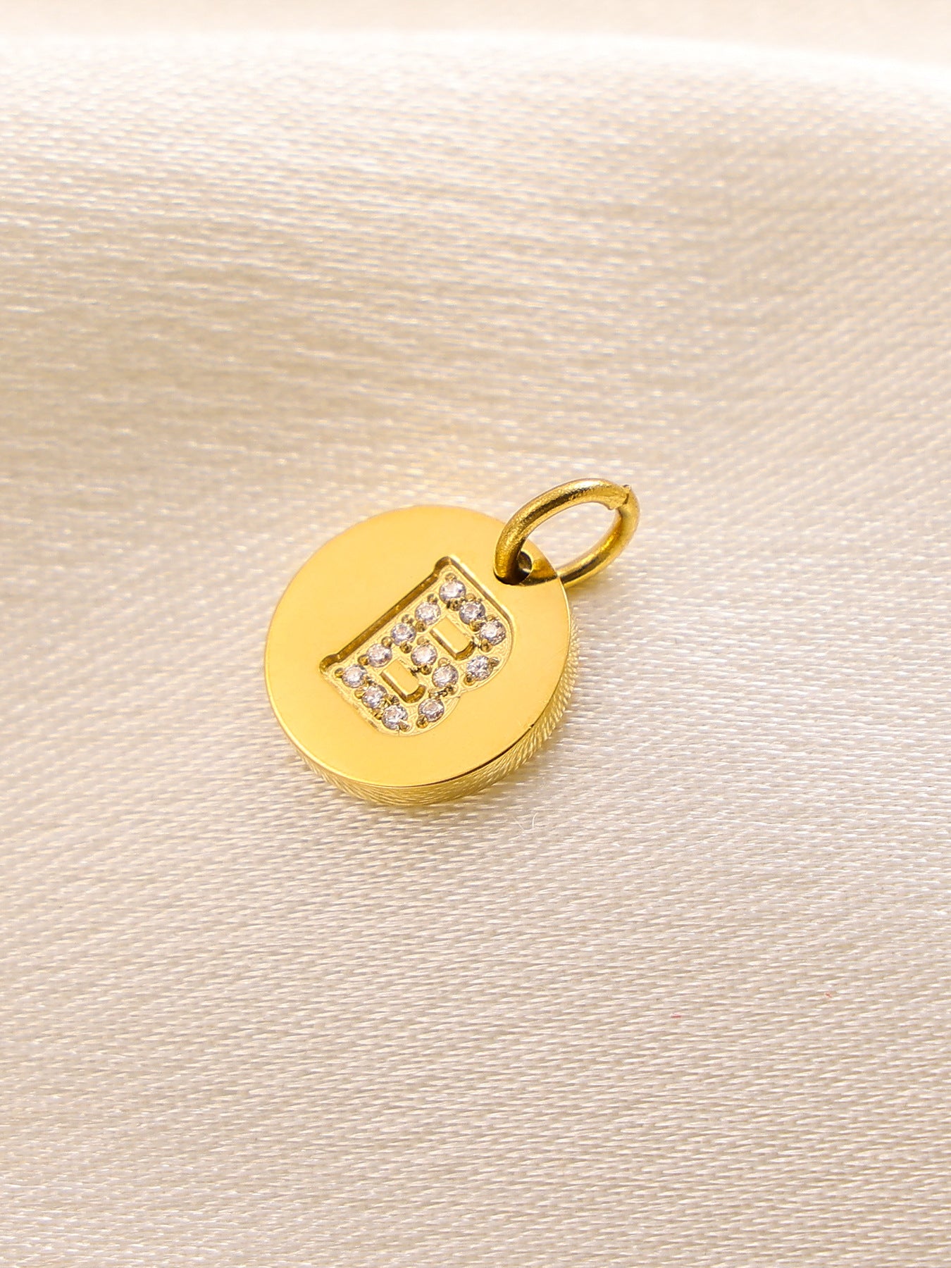 Wholesale  14K Round Brand Diamond Letter  Stainless Steel Pendant