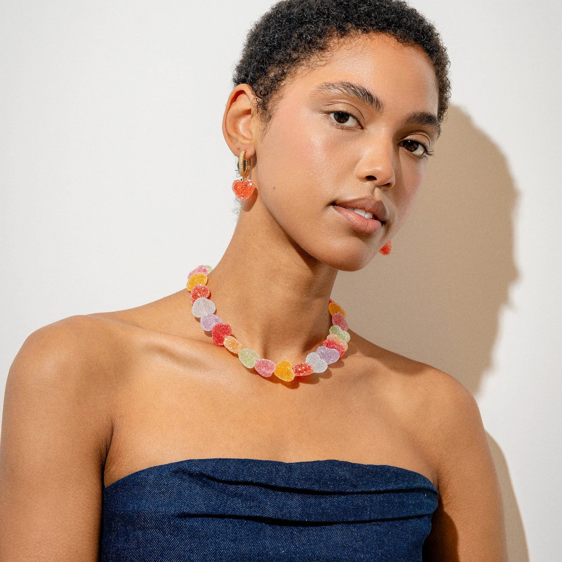 Wholesale color love resin necklace cute candy  jewelry